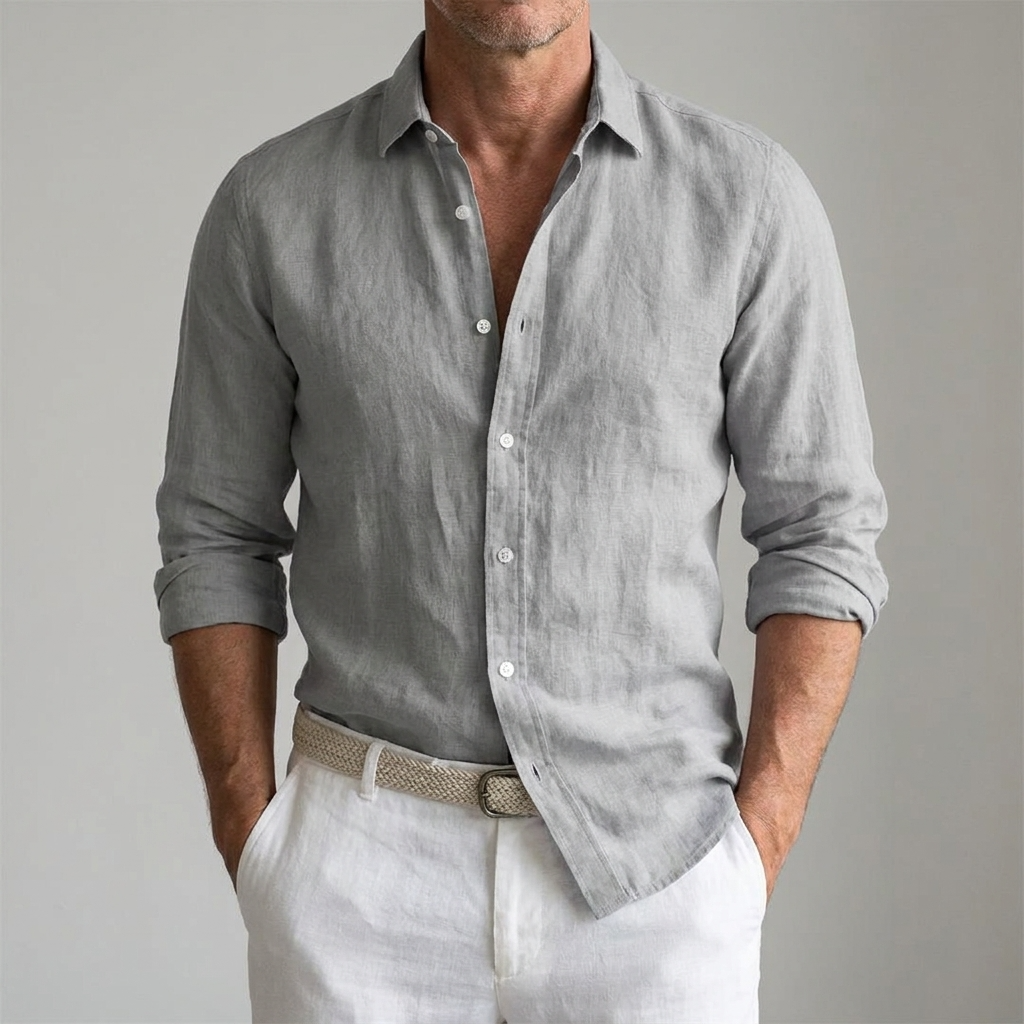 Chemise en Lin Homme - Col Classique Manches Longues