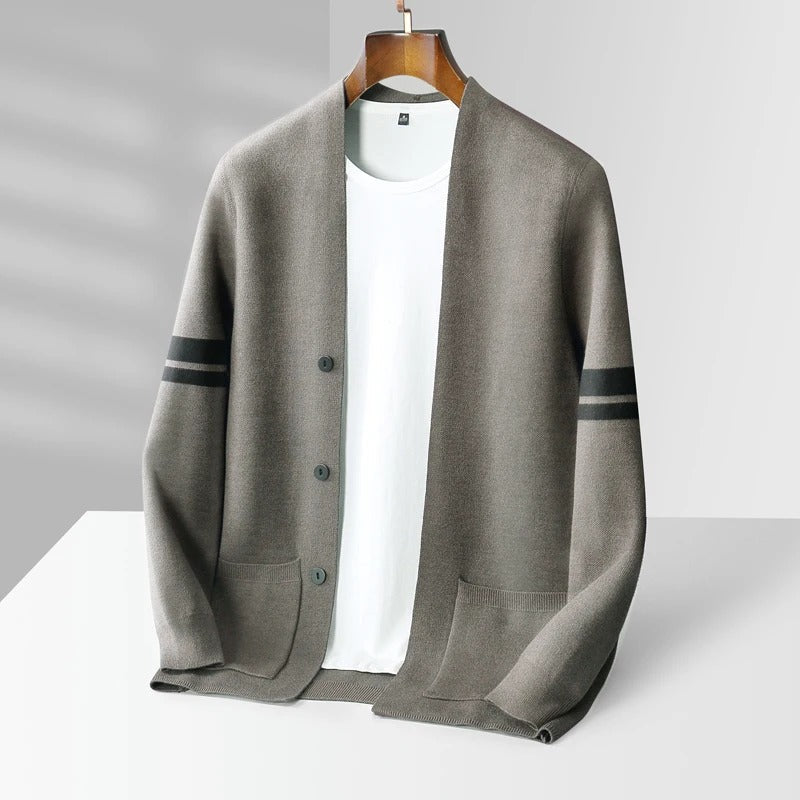 Gilet Homme en Laine Mérinos à Rayures sur Manches