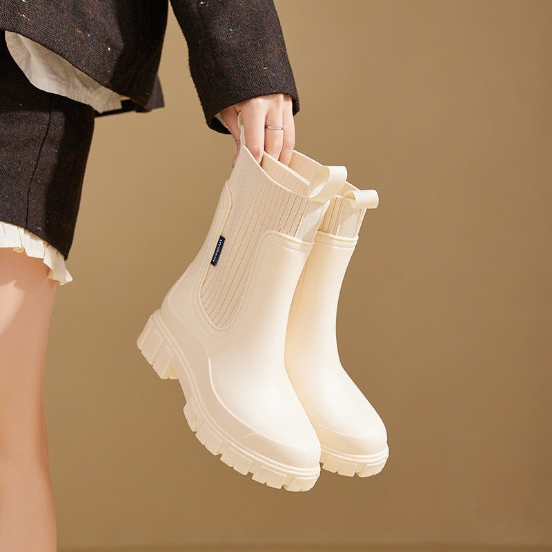 Bottes de Pluie Femme Imperméables en PVC - Semelle Antidérapante