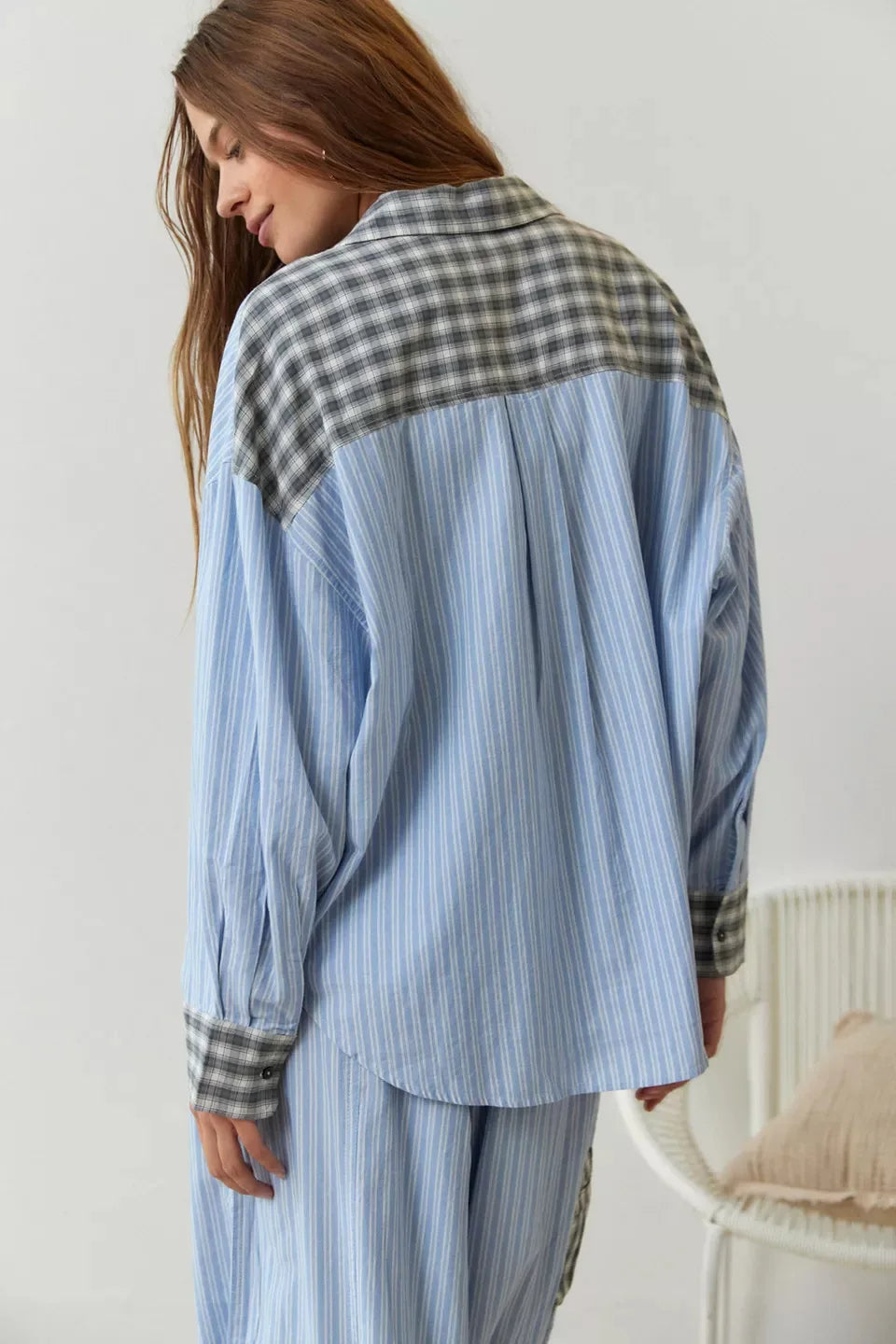 Pyjama Femme Confort en Tissu Doux, Haut Boutonné et Pantalon à Cordon
