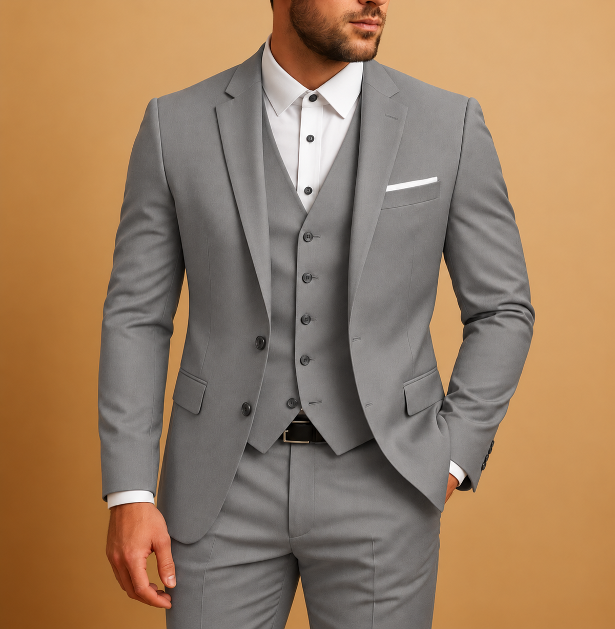 Costume Homme Trois Pièces Droit - Veste, Gilet et Pantalon