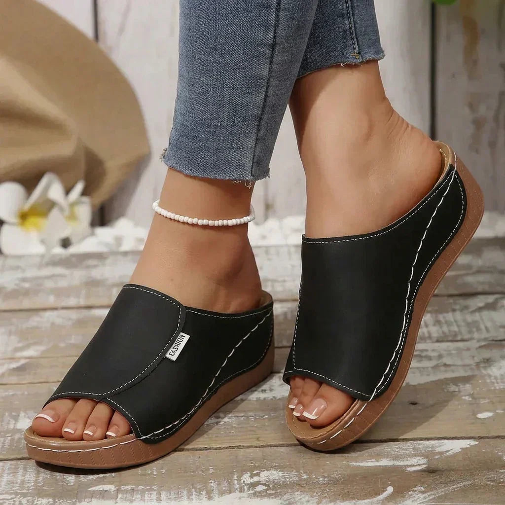 Sandales Femme à Enfiler, Plateforme à Talon Moyen