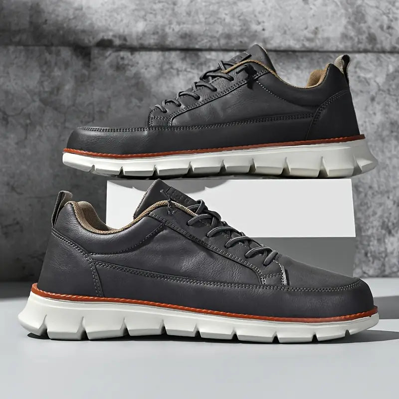 Sneakers Homme en Cuir Véritable – Semelle Orthopédique Confort