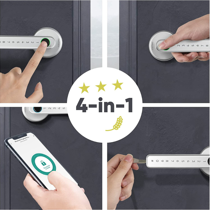 Slim Electronic Lock – Black or Silver, Fingerprint and Smartphone Control for Modern Homes or Offices