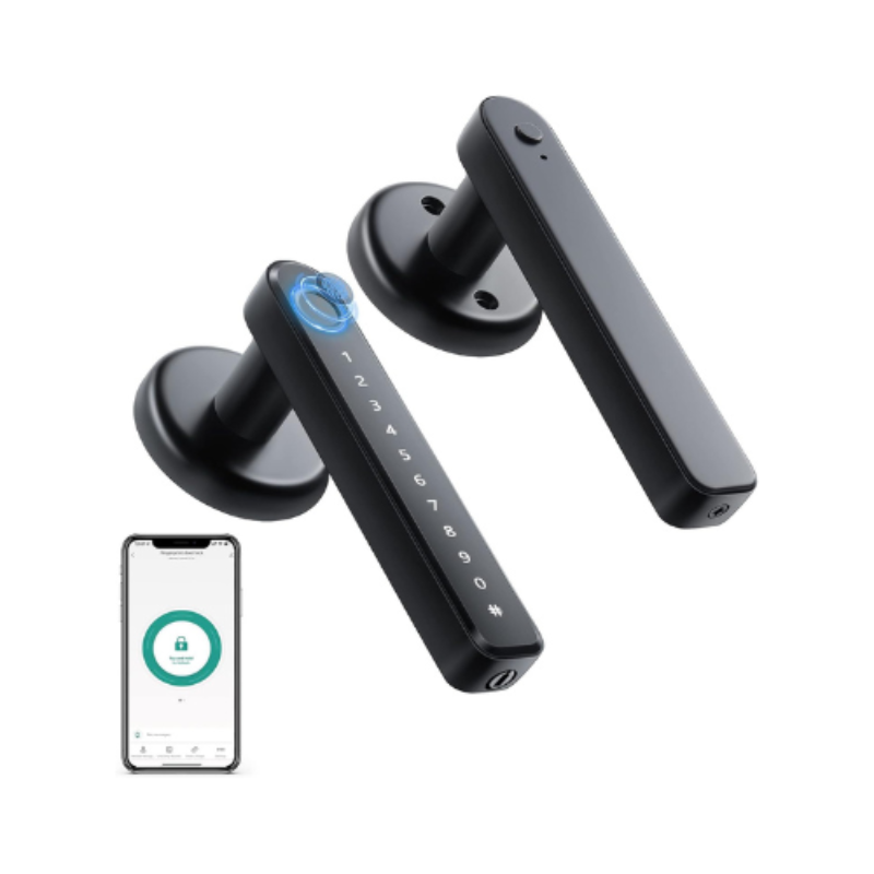 Slim Electronic Lock – Black or Silver, Fingerprint and Smartphone Control for Modern Homes or Offices