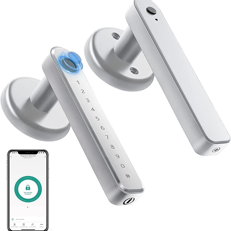 Slim Electronic Lock – Black or Silver, Fingerprint and Smartphone Control for Modern Homes or Offices