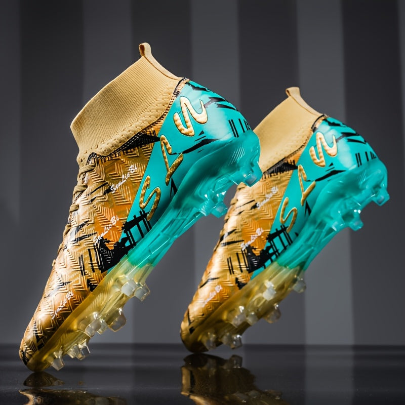 Chaussures de Football Montantes Homme à Crampons Longs, Coupe Large