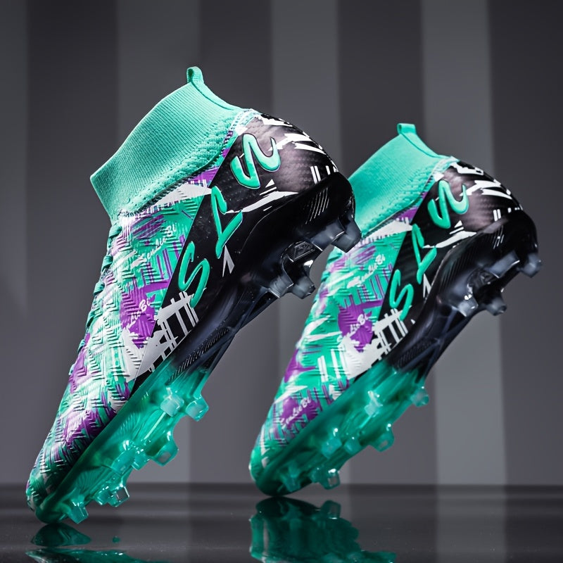 Chaussures de Football Montantes Homme à Crampons Longs, Coupe Large