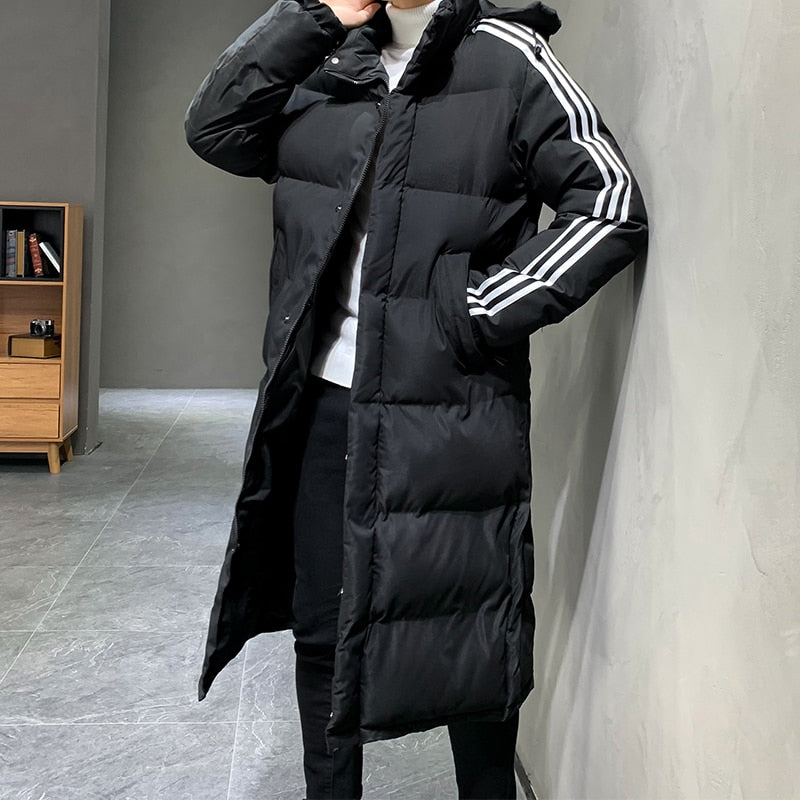 Veste Homme Parka Longue à Capuche Coupe-Vent Hiver