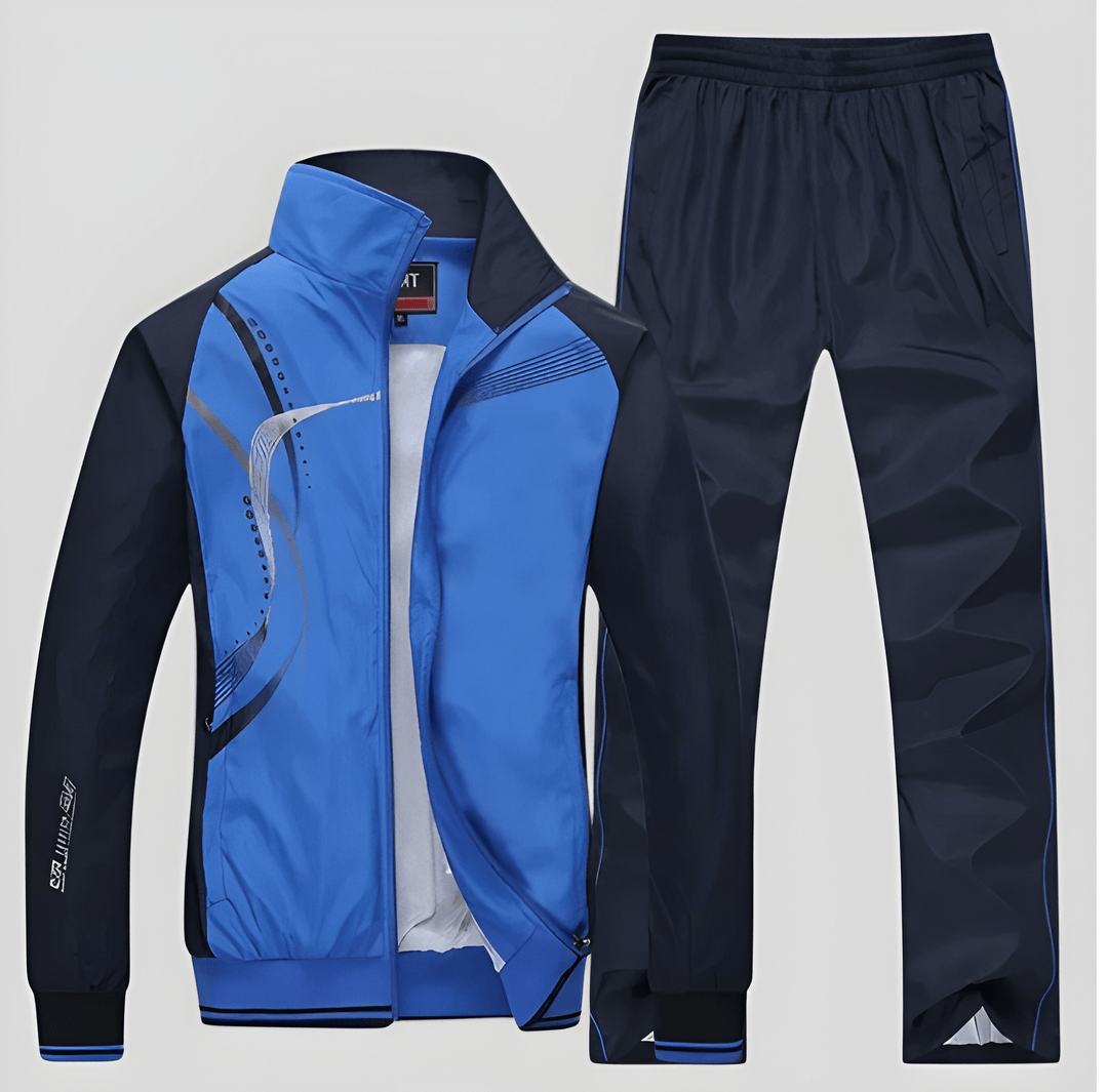 Survêtement Homme Deux Pièces en Polyester – Veste Zippée et Pantalon