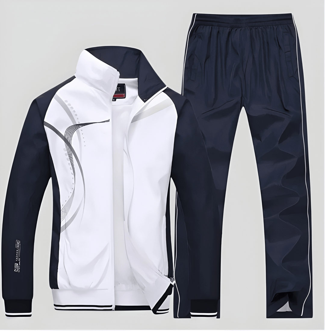Survêtement Homme Deux Pièces en Polyester – Veste Zippée et Pantalon