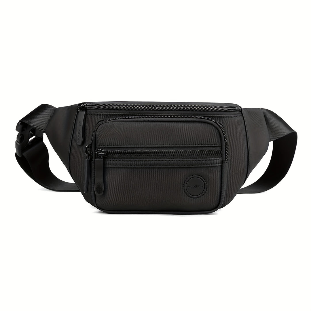 Sac Banane Homme Noir Minimaliste à Fermeture Éclair