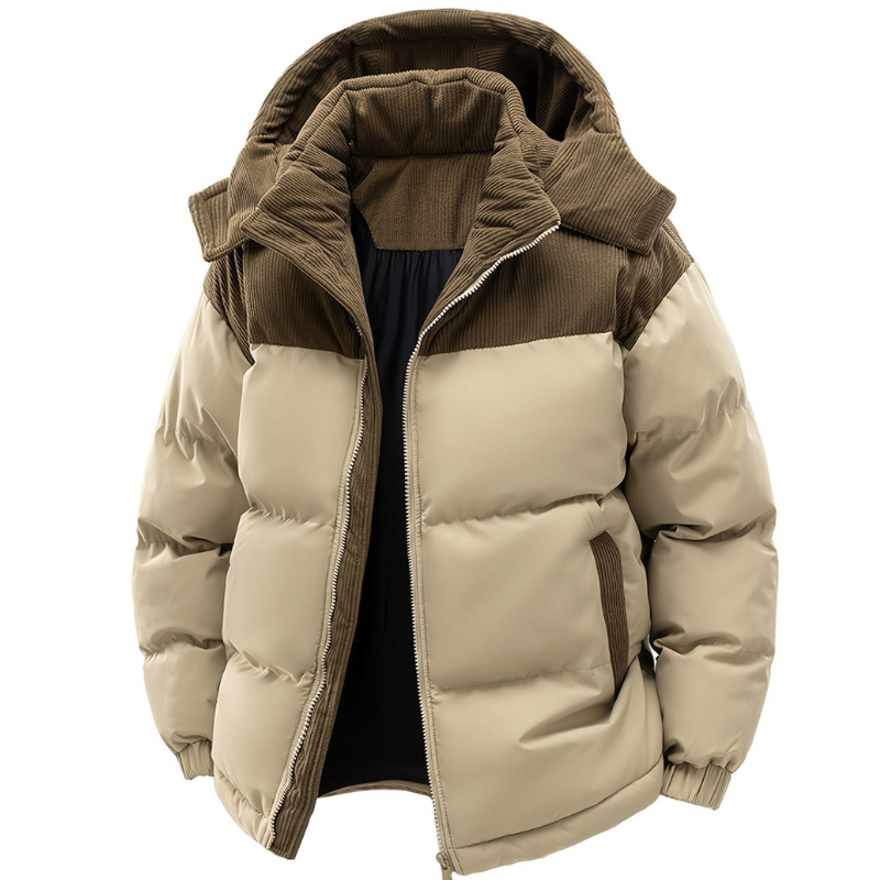 Veste d'Hiver Homme à Capuche Matelassée Doublée Chaude