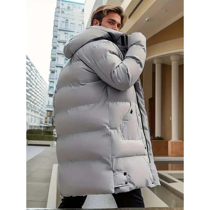 Doudoune Longue Homme - Veste d'Hiver Matelassée à Capuche