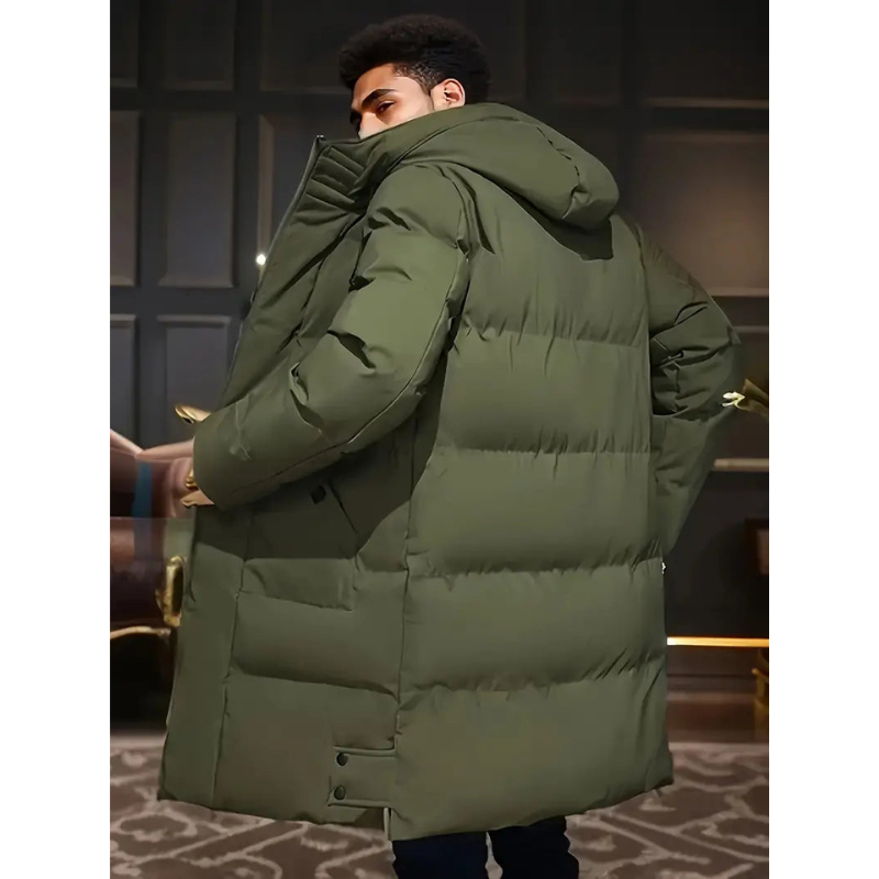 Doudoune Longue Homme - Veste d'Hiver Matelassée à Capuche
