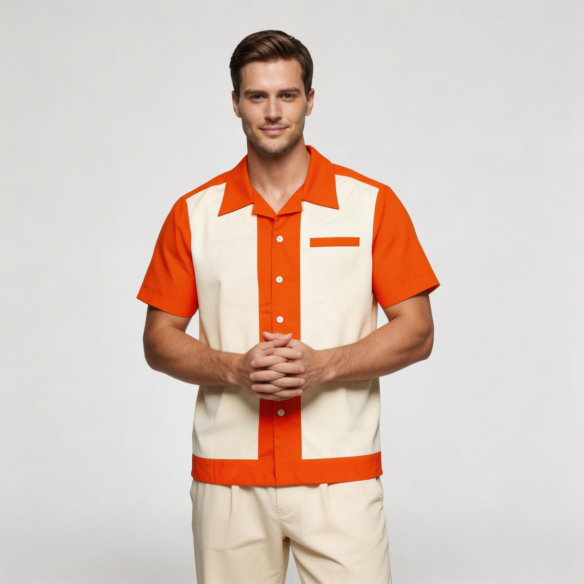 Chemise Homme Manches Courtes Col Camp à Boutons
