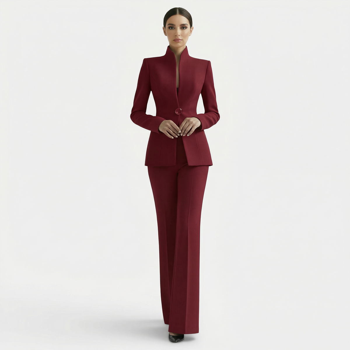 Tailleur Femme Veste et Pantalon Coupe Structurée