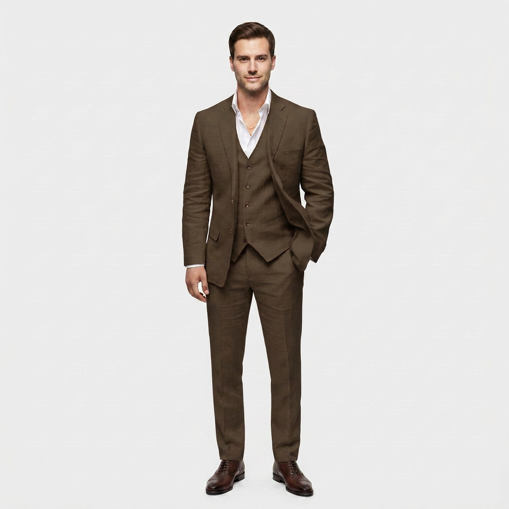 Tailleur Femme Trois Pièces Blazer Croisé, Gilet et Pantalon