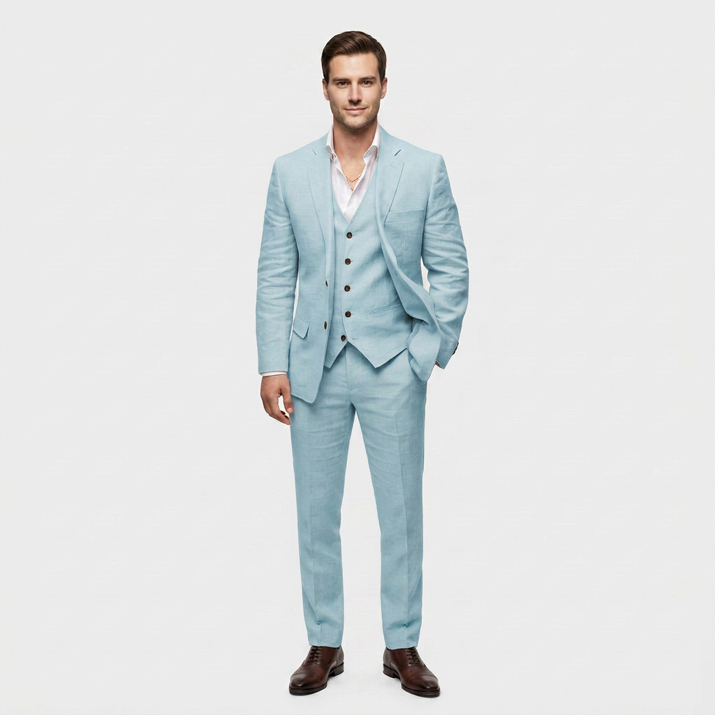 Tailleur Femme Trois Pièces Blazer Croisé, Gilet et Pantalon