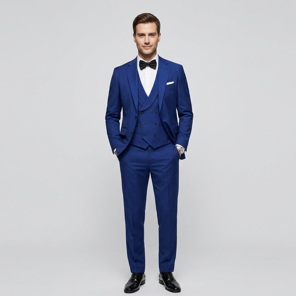 Costume Homme 3 Pièces Blazer Croisé – Veste, Gilet et Pantalon Ajustés