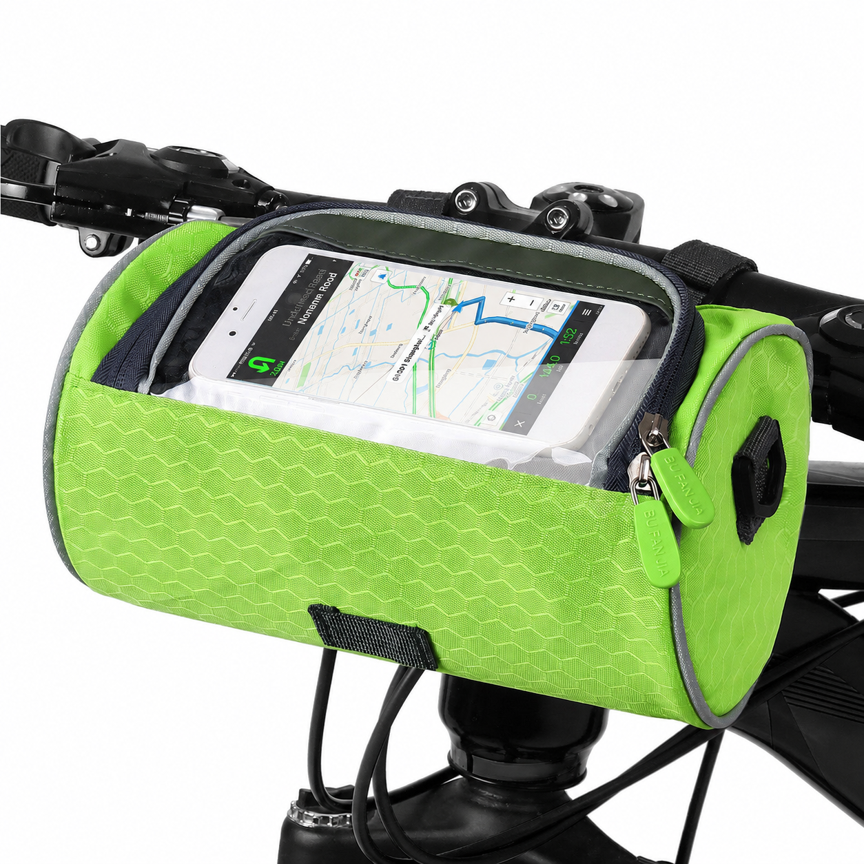 Waterproof Bike Bag – Black, with a phone window for mounting on the handlebars during bike rides