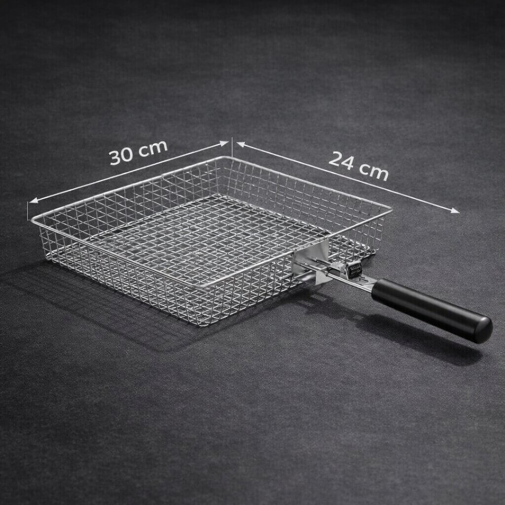 RVS-grillmand – 30 x 24 cm, rooster voor vis en groenten op de barbecue