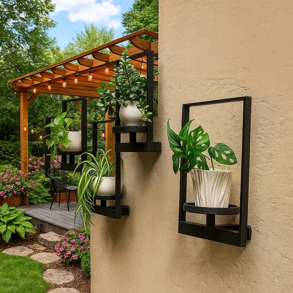 Wandhouder voor planten – Metaal, groen, elegante wanddecoratie voor de woonkamer of slaapkamer