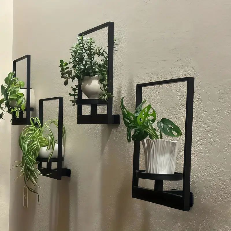 Wandhouder voor planten – Metaal, groen, elegante wanddecoratie voor de woonkamer of slaapkamer