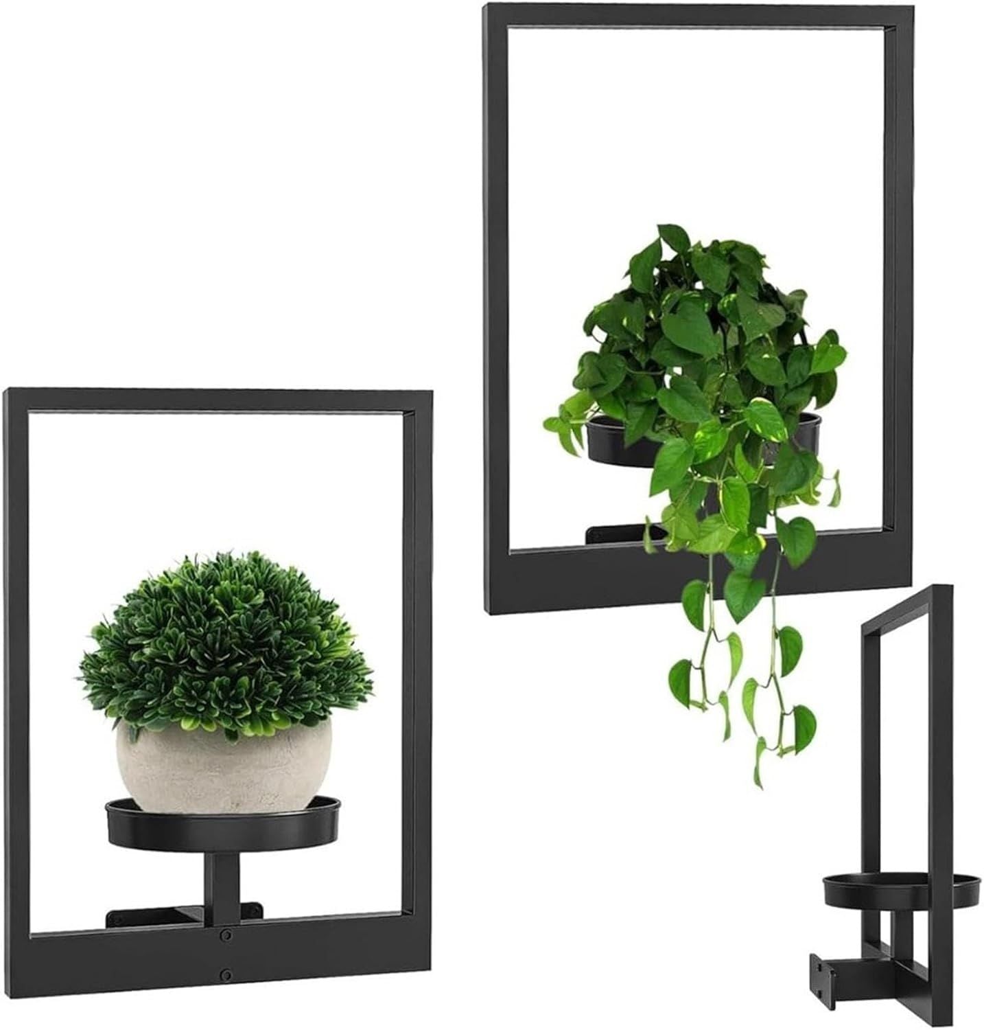 Wandhouder voor planten – Metaal, groen, elegante wanddecoratie voor de woonkamer of slaapkamer