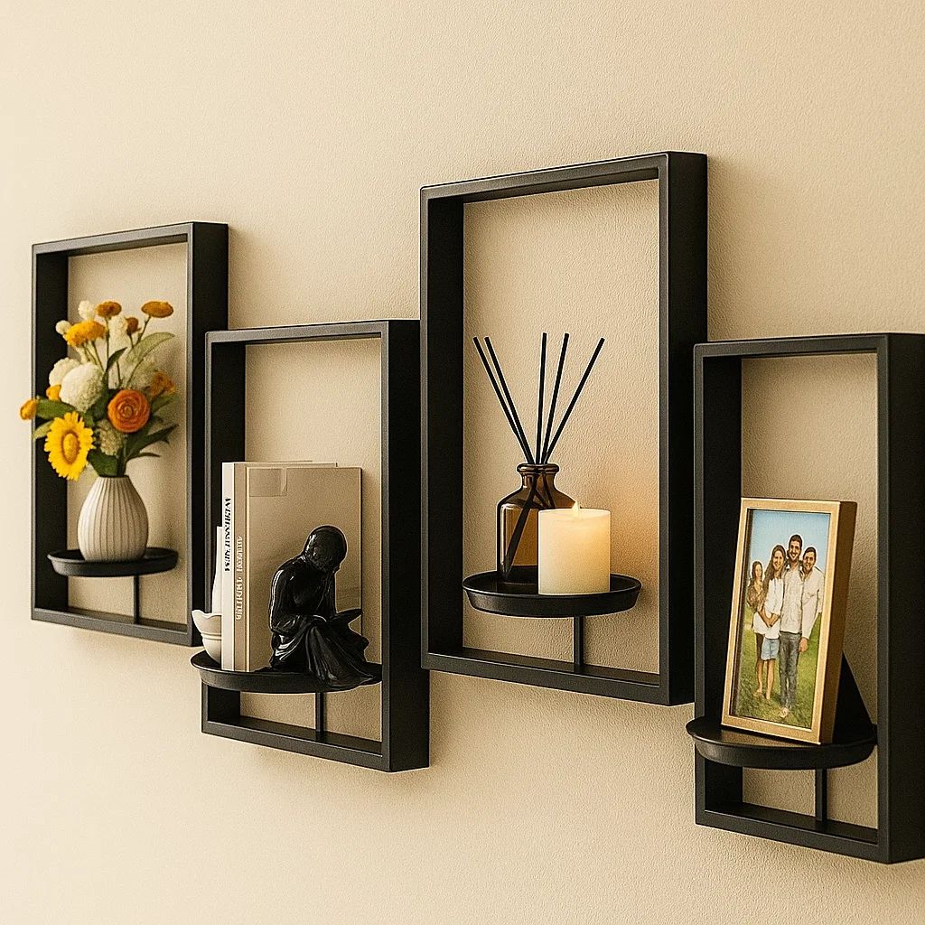 Wandhouder voor planten – Metaal, groen, elegante wanddecoratie voor de woonkamer of slaapkamer