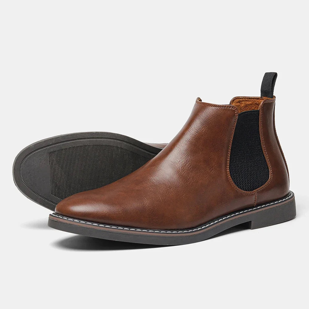 Heren Chelsea Boots met Elastische Zijpanelen in sienna, Klassiek Design