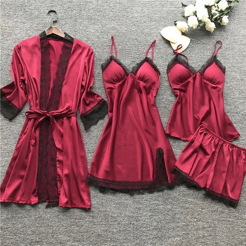 Ensemble Pyjama Satin Femme Dentelle - Top et Short