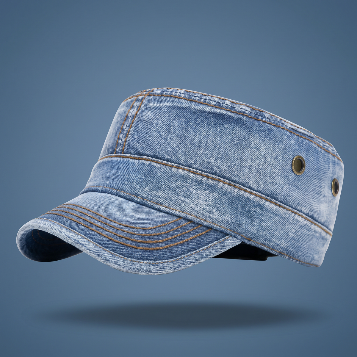 Casquette Denim Unisexe Style Militaire Délavée