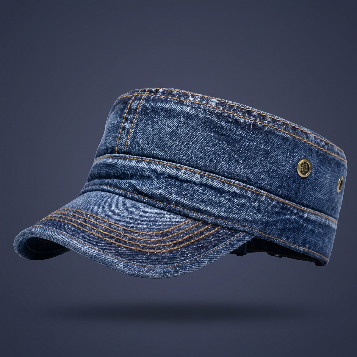 Casquette Denim Unisexe Style Militaire Délavée