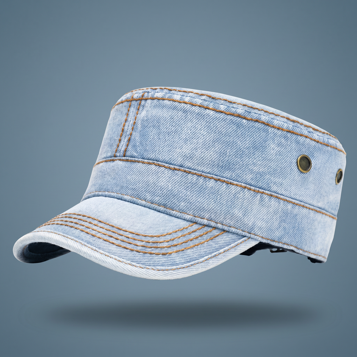 Casquette Denim Unisexe Style Militaire Délavée