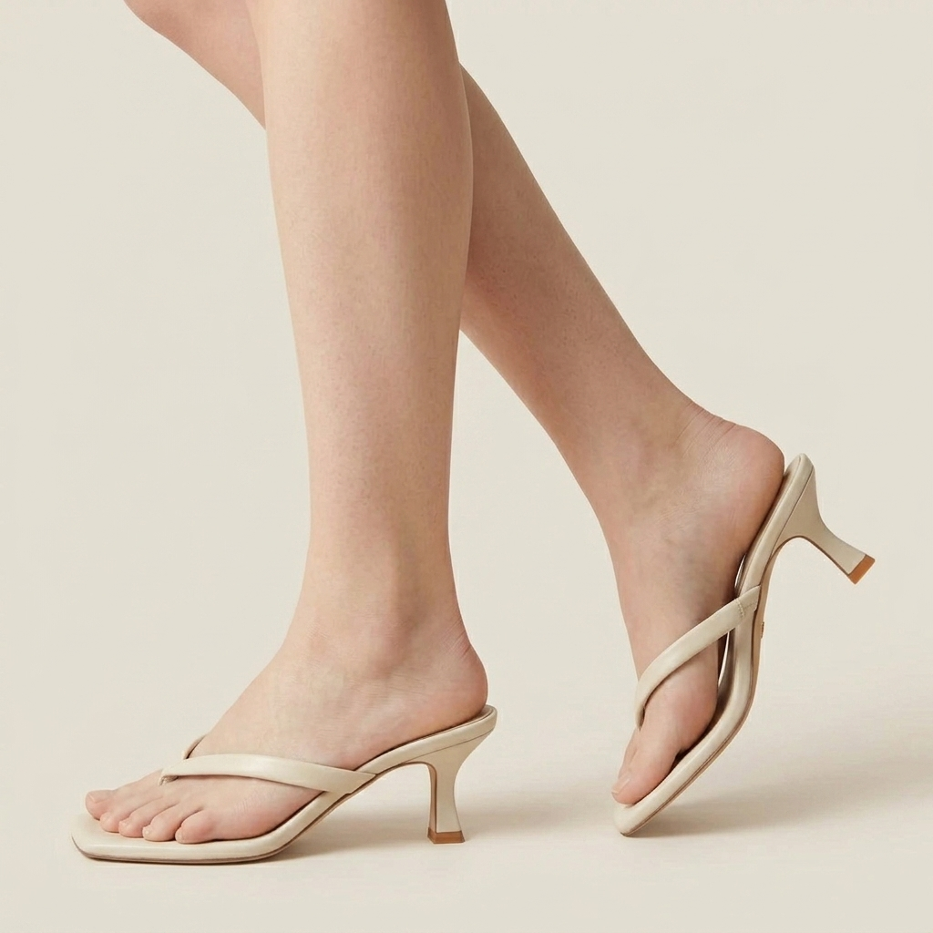 Sandales Femme Entredoigt Talon Kitten Bout Carré