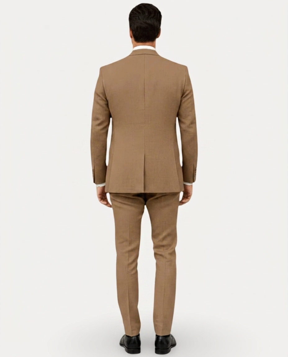 Costume Homme Slim Fit en Lin Léger, Veston Droit Deux Boutons