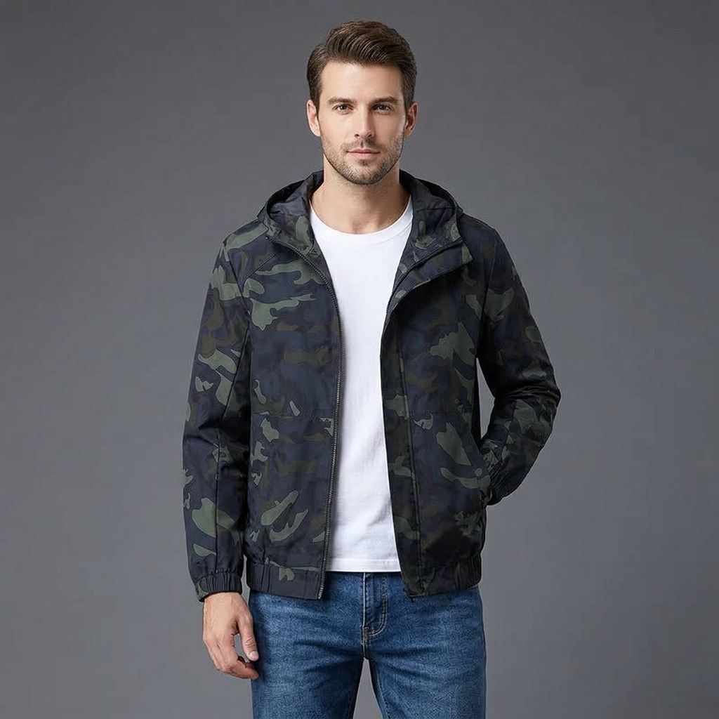 Veste Homme Coupe-Vent Déperlante à Capuche Zippée