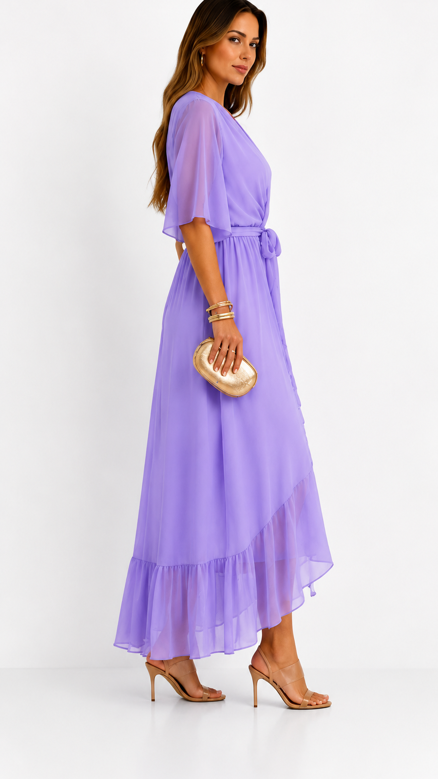 Robe Portefeuille Femme en Mousseline Fluide