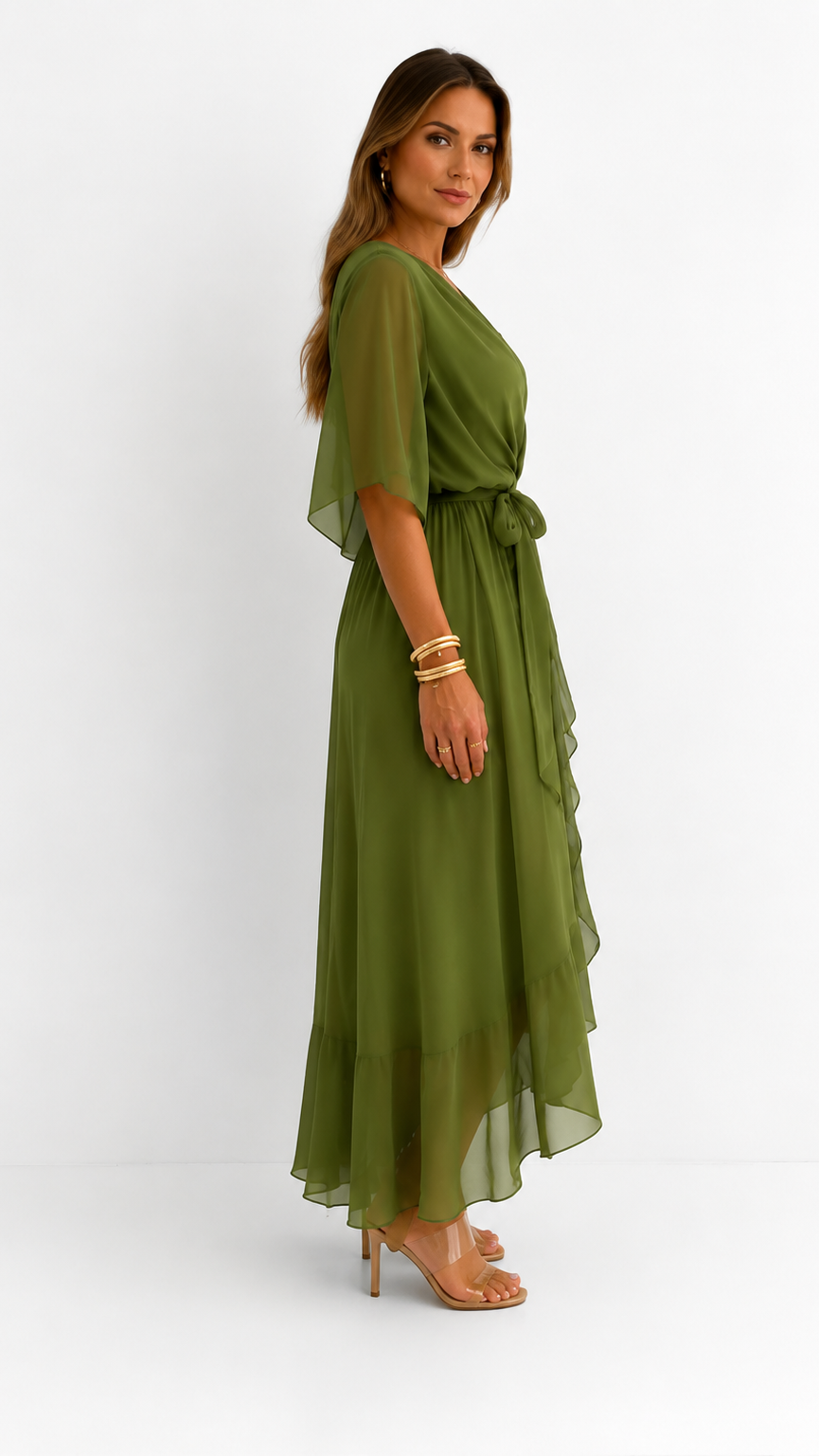 Robe Portefeuille Femme en Mousseline Fluide