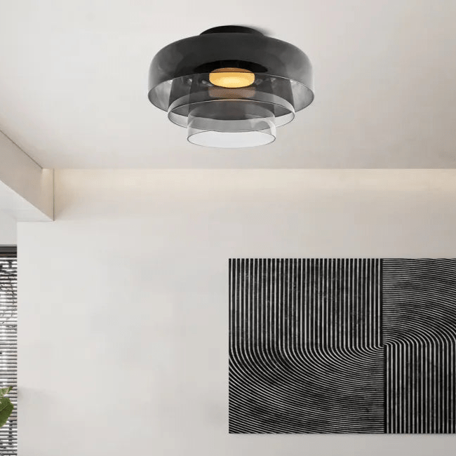 Scandinavische Glazen Plafondlamp – Modern Design met Driekleuren LED voor Eetkamer of Woonkamer