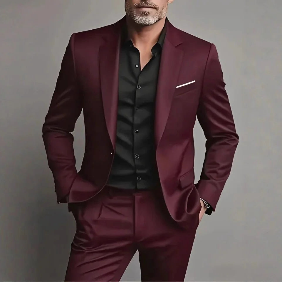 Costume Homme Deux Pièces Coupe Slim - Veste et Pantalon Assortis