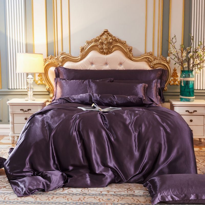 Silk Bedding Set – Cooling, 4-Piece Set in Various Sizes for Bedroom Decor