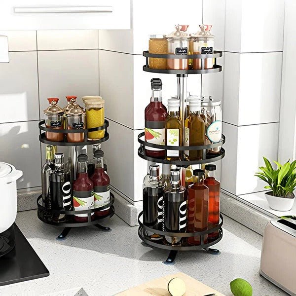 Organiseur Rotatif 3 Niveaux 360° en Métal – Rangement Cuisine