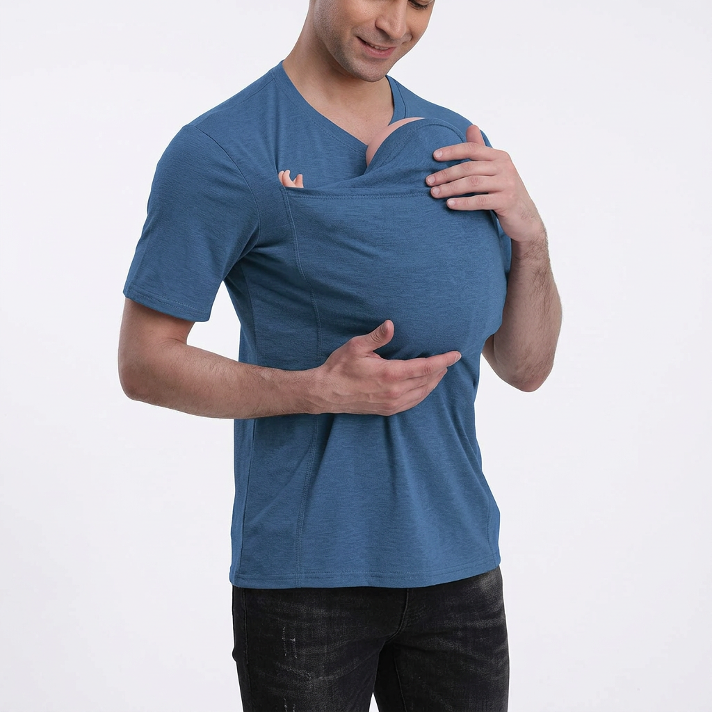 Men's Kangaroo-Style Baby Carrier T-Shirt – Skin-to-Skin Contact with Baby