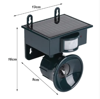 Motion-Activated Bird Repeller – Weatherproof, Black, for Gardens, Patios, or Balconies