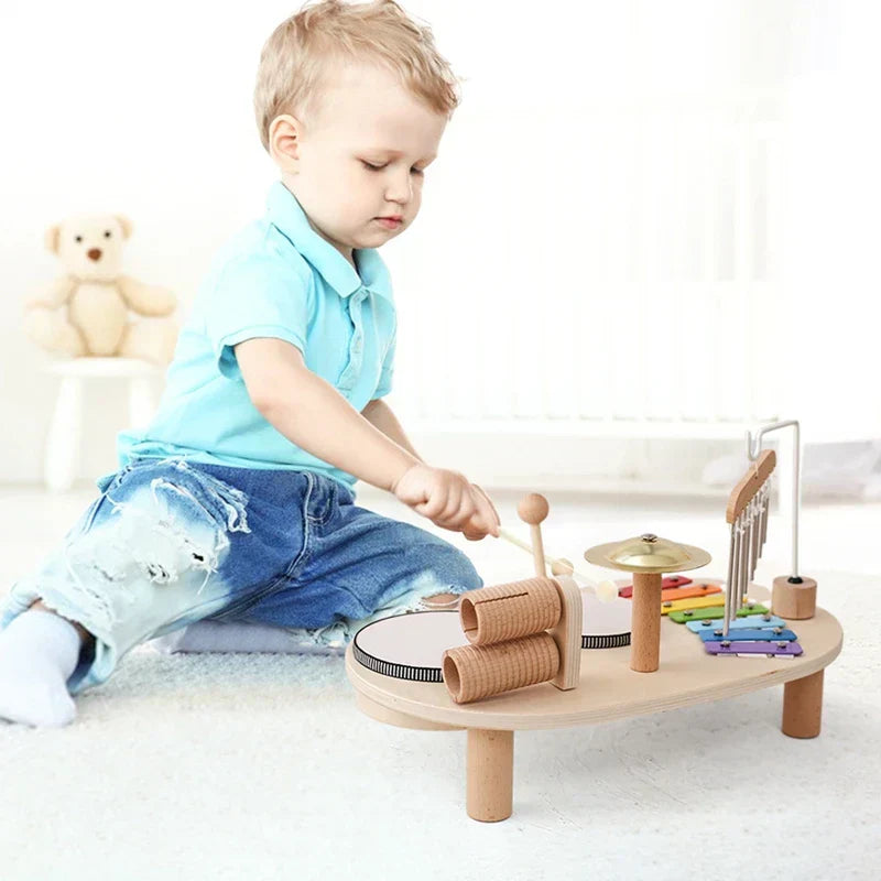 Montessori-muziekstation voor kinderen – Houten instrumenten met een kleurrijk ontwerp voor creatief spel en muzikale ontwikkeling