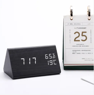 Wooden LED Clock – Natural Wood Finish, Elegant, and Voice-Controlled for the Living Room or Bedroom