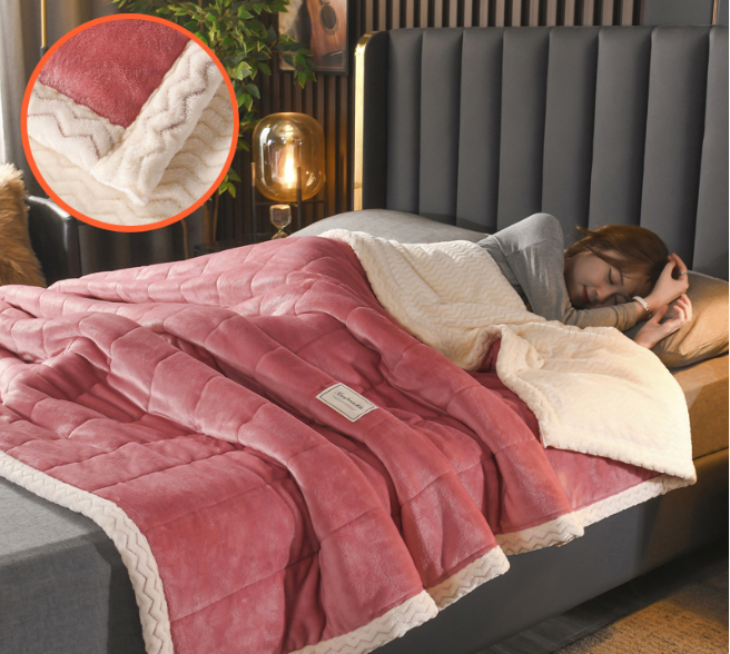 3-Layer Fleece and Flannel Throw - Warm Winter Blanket