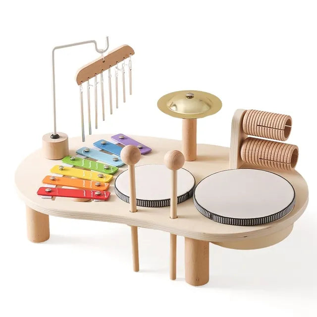 Montessori-muziekstation voor kinderen – Houten instrumenten met een kleurrijk ontwerp voor creatief spel en muzikale ontwikkeling